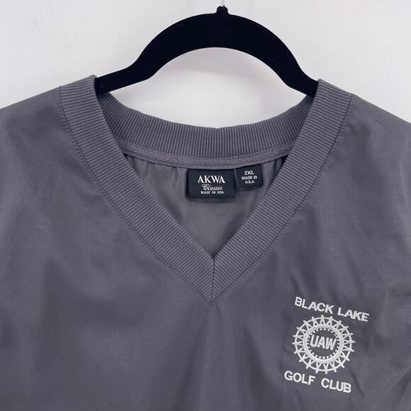 UAW Black Lake Golf Club Sz 2XL Sleeveless Vest V Neck Lightweight Windbreaker - Picture 3 of 7